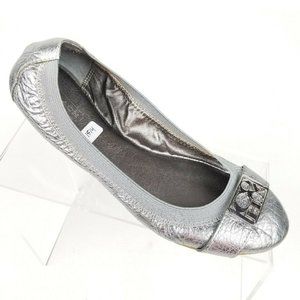 Coach Dora Womens Ballet Flats Silver Slip On 7.5